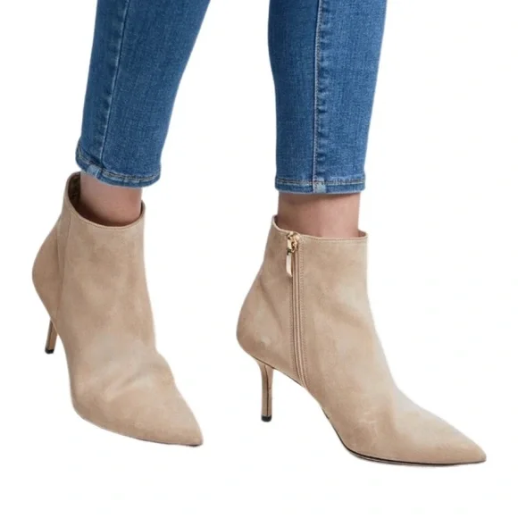 NIB L'Agence Aimee Beige Suede Ankle Boot - Sz 37.5 = US 7.5 - Picture 2 of 13